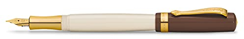 Kaweco STUDENT Füllhalter 20's Jazz I Premium Füllfederhalter für Tintenpatronen mit hochwertiger Stahlfeder in Braun & Creme I Nostalgischer Luxus Füller 16 cm I Federbreite: EF (Extra Fein)