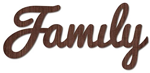 CREATCABIN Familia Letras de Madera Letrero de Madera Arte de la Pared Palabras Cortadas con Láser Escultura de Pared Decorativa Decoración Colgante Sin Terminar para Puerta de 11.9 x 5.5 Pulgada