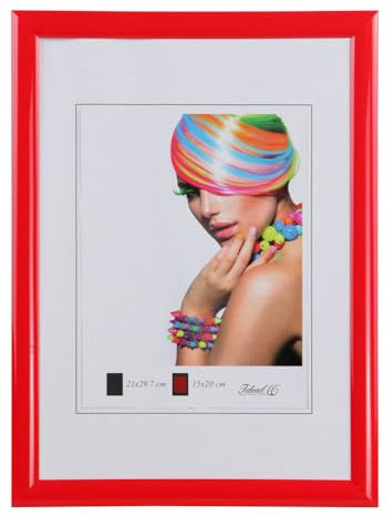 Art Line Kunststoff Bilderrahmen DIN A4 bis 50x70 cm Urkunde Foto Rahmen: Farbe: Rot | Format: 50x70