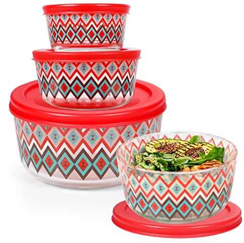 Myiosus Glass Containers Set of 4, Reusable Meal Prep Lunch Boxes with Lids, Microwave, Freezer & Dishwasher Safe