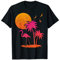 Tropischer Sommerurlaub Palmen Rosa Flamingo Sommer T-Shirt