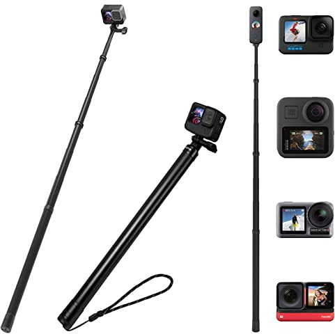 Ultra Langer Selfie-Stick 118inches/3meters kompatibel mit GoPro Hero 12/11/10/9/8/Max/7/6/5, Insta 360 One R/Rs One X, Osmo Action, 6 Längen, Kohlefaser, leichte Stange, Einbeinstativ