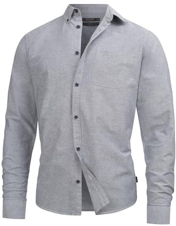 Indicode Herren Kepner Hemd mit Brust-Tasche aus Baumwolle | Herrenhemd für Männer Navy, M