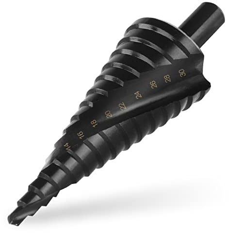 flintronic Punte Coniche a spirale, Fresa Conica Trapano a Gradini, HSS Titanium, Misure 4-32mm, Buco Cutter a Scalini per Eseguire Foro In Metallo Acciaio Ottone Legno Plastica Ferro