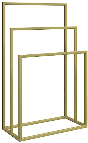 vidaXL Handtuchständer, Handtuchhalter mit viel Platz, Badetuchhalter für Badezimmer, Badezimmerständer Waschwäschehalter Freistehend, Golden Eisen