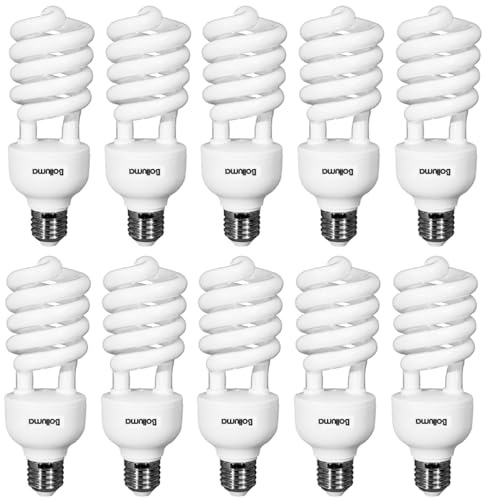 BOLLUMA 10 x Fotolampe 45W 220V 5500K Tageslicht Spirallampe, Energiesparlampe E27 Birne für Fotostudio Studiobeleuchtung Videobeleuchtung