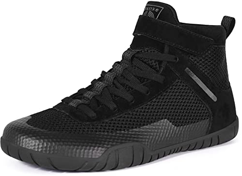Wrestlingschuhe für Herren, Boxschuh, Fitness-Sneaker, Zero Drop Sohle, Schwarz, 47 EU