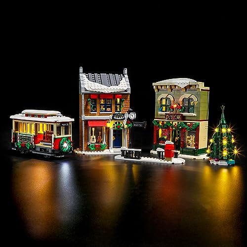 YEABRICKS LED Licht für Lego-10308 Icons Weihnachtlich geschmückte Hauptstraße Bausteine Modell (Lego Set Nicht enthalten)