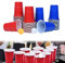 YARDIN Lot de gobelets à bière pong - Avec 10 balles - Réutilisables - En plastique - 50 bleus et 50 rouges - Pour Noël, anniversaire, festival, mariage, fête, jeux à boire