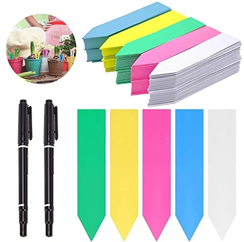500 Stück Plastik Pflanzschilder Pflanzenstecker 10 x 2 cm, Bunt Pflanzenetiketten, Wetterfest Kunststoff Garten Etiketten mit 2 Schwarzen Stiften, Gartenpflanze Tags Pflanzen Etiketten Marker