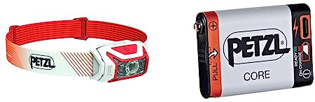 Petzl ACTIK Core Lámpara Frontal Recargable, Adultos Unisex, Rojo, U & E99ACA, Batería Recargable Compatible con Linterna Hybird, Blanco