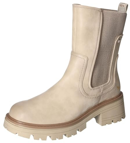 MUSTANG Damen Chelsea Boots Stiefelette Reißverschluss Stretch 1469-501, Größe:38 EU, Farbe:Beige