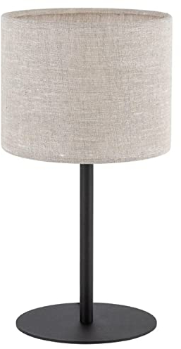 famlights Tischleuchte Nachttischlampe & Tischlampe in Schwarz und Beige Modern MELINDA E27 Metall Esszimmer Flur | 1-flammig