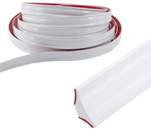 Bande décorative flexible autocollante en PVC - Quadrant - 5 m - Flexible - Pour plafond et passage mural - Pour sol, fenêtre, bords de mur, bords de carrelage - 12 x 9 mm