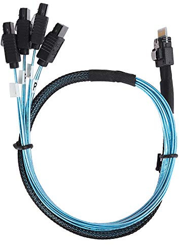 Cable de Transmisión de Datos Mini SAS, Cable SFF-8654 a 4Xsata, Interfaz SAS 38P SFF-8654 Compatibilidad con Unidades SATA para Servidor, Disco Duro, Computadora, Host