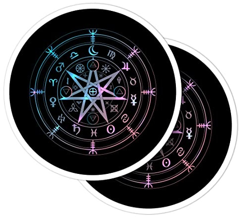 Vinyl-Aufkleber, rund, 10 cm, Wicca Mandala Hexen Magic Symbols für Laptops, Tablets, Gepäck, Scrapbooking, Kühlschränke #53564