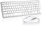 Wireless Keyboard and Mouse, Rechargeable Slim Compact Keyboard and Ergonomic Silent Mouse Combo with Side Button, USB Receiver, 2400 DPI, Number Pad, for Laptop/PC/Mac/Windows Computer - Silver White