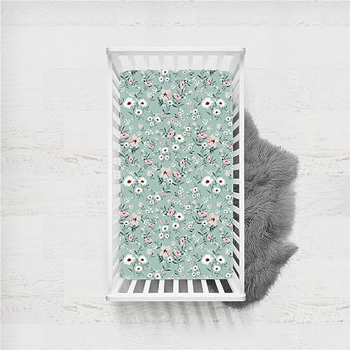 Odot Spannbettlaken für Kinderbett, Kinderwagen Matratzenbezug, Weiche Babybett Spannbetttuch Spannbettlaken, Perfekte Passform Durch Rundum-Gummizug (140x70cm,Blumen B)