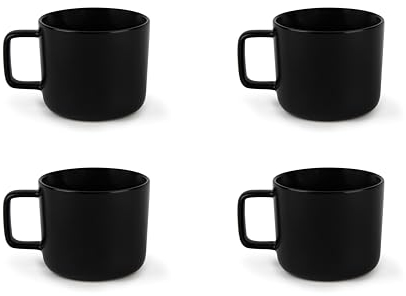 Excelsa Nordic Set 4 Tazze Tè Nere, Ceramica Stoneware, Capacità 210 Ml.