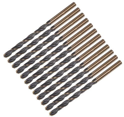 sourcing map 12pcs Jobber Drill Bits 4mm Black Nitride & Gold Titanium Coated 4341 High Speed Steel (HSS) 135 Degree Split Point Twist Drill Bits for Stainless Steel Metal Plastic Wood