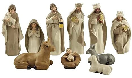 Belén de Navidad con Figuras, Figuras Belen Navidad Resina, Nacimiento Belen Navidad, Decoracion Navidad Belen, Estatua de la Sagrada Familia, Pesebre de Navidad Completo para el Hogar Oficina Jardín