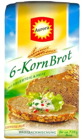 Aurora Kornbrot Backmischung saftig mit Sonnenblumenkernen 500g | mit Sauerteig & Hefe (6er Pack)