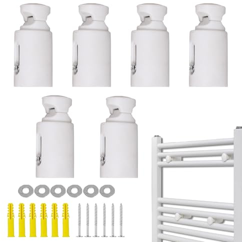 Homefantasy 6 Pièces Soporte Radiador Toallero Electrico,Soporte para Radiadores de Baño,Soporte Radiador Espaciado,Soporte de Montaje de Radiador,Adecuado para Radiador Recto y Curvo