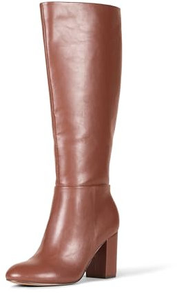 Amazon Essentials Damen Stiefel mit hohem Absatz, Kastanienbraun Kunstleder, 38.5 EU Weit