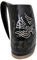 Viking By Heart Real Ox Horn 6-7'' Long, Vikings Drinking Horn Mug with Wooden Base, Engraved with Odin's Ravens| 20 OZ Capacity, Handcrafted Horn Mug Unique Beer Gifts for Men, Women