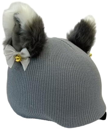Dualoai Schnee Skihelm Überzug, Strickmütze, Outdoor Sport, Snowboard, Skaten, Weich, Warm, Lustig, Elastisch, Skihelm Dekor, Beanie, Graues Kätzchen