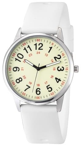 GBB Nurse Watch for Nurse Doctors Medical Professionals Nursing Students Women Men Unisex Waterproof Easy to Read Watch Military Time Luminouse Dial 24 Hour with Second Hand (White)