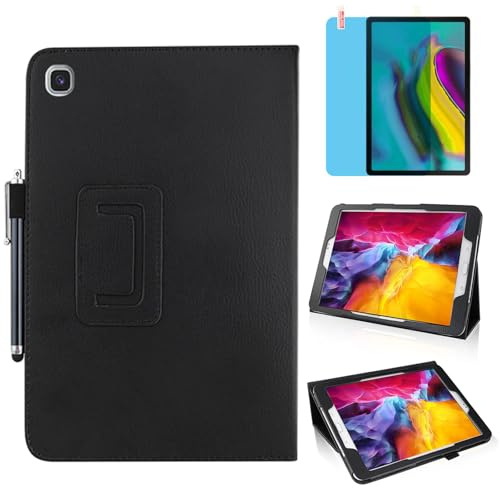 Custodia per Samsung Galaxy Tab A7 10.4 Inch 2020 (SM-T500 T505 T507),Sottile Pelle Multi-angli Stand Protezione totale Tablet Cover Caso Con Penna Stilo, Pellicola Per Schermo (Black)