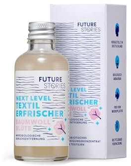 Future Stories Textilerfrischer, 50 ml Lösung für 1 L Wasser, Refresh-Spray, Geruchsentferner, Baumwollblüte
