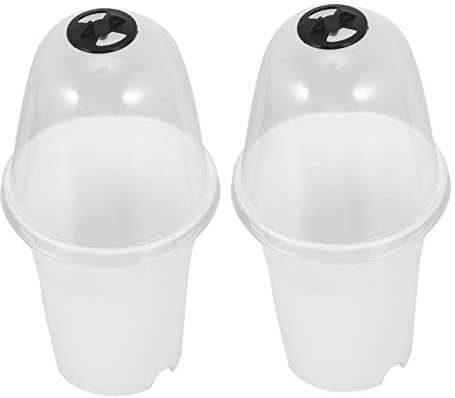 PAMINGONO Lot De 2 Jardinières Étouffantes Blanches pour Plantes Succulentes avec Couvercles, Pots De Fleurs Plastique Petite Taille, Jardinage Intérieur Et Extérieur, Contrôle D'aération Ajustable