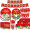 KAHEIGN 170Pcs Christmas Paper Party Tableware Set, 24 x Dinner Plates & Salad Plates, 24 x 270ml Cups, 24 x Napkins, 24 x Reusable Knife & Fork & Spoon, 1 x Table Cloth & Banner - for Xmas Party