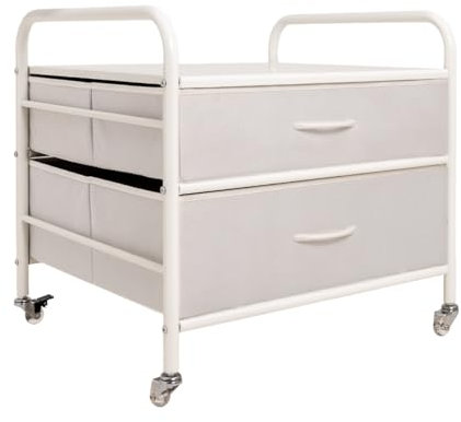 WAYTRIM Mini Fridge Stand with Storage, Kitchen Fridge Stand Mini Fridge Organizer Stand for Dorms Refrigerator Stand with Metal Frame Wooden Tabletop 4 Swivel Wheels for Mobility - White