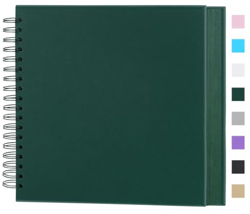 Miaikoe DIY Scrapbook Album 31.5x31.5 cm Hardcover Kraft Blank Paper Scrap Book with 40 Sheets Memory Book for Family Wedding Photography Anniversary (Dark Green)