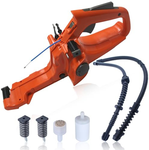 Hyceker Fuel Tank Assembly For Husqvarna 450E 445 445E 450 Rancher Chainsaws, Gas Fuel Tank Rear Handle Kit For Jonsered CS2245 CS2250 Chain Saws with Fuel & Return Lines Set, Orange Color