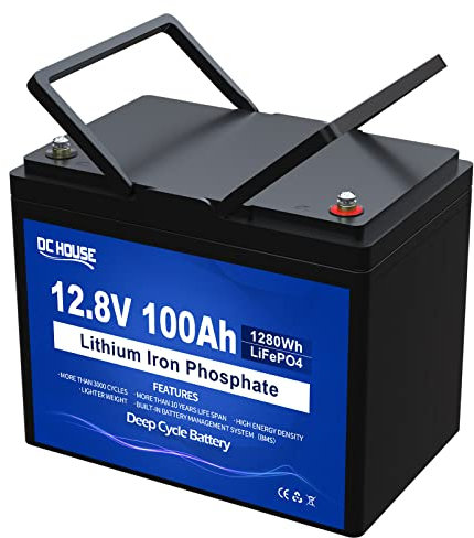 Batterie DCHOUSE 12V 100Ah LiFePO4, BMS 100A amélioré, jusqu'à 15000 cycles, batterie au lithium 1280Wh, parfaite pour les camping-cars, caravanes, bateaux, camping, systèmes solaires