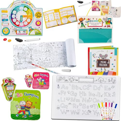 alles-meine.de GmbH XL Set: Schule & Schulanfang Artikel frei wählbar Freundebuch/Malrolle - Lernspiel - Malunterlage - Stundenplan/Wochenplaner - Waschflecken - Geschenk..