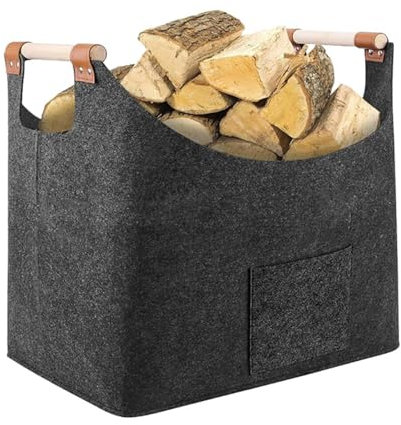 Felt Firewood Basket, Portable Fireplace Log Carrier Holder, Multifunctional Foldable Wood Carrying Bag for Home Use, Sturdy and Practical Firewood Storage for Fireplace or Outdoor
