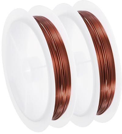 sourcing map 2PCS 22 Gauge(0.6MM) Copper Wire for Jewelry Making Tarnish Resistant Beading Wire for Jewelry Making Crafts Supplies, Copper,4.5M