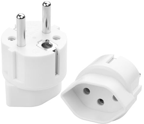 Svizzera/Liechtenstein su spina adattatore europea, 2 pezzi, spina svizzera a 3 poli su presa a 2 poli DE/FR/IT/ES per visitatori Svizzera/Liechtenstein (DE in Svizzera)