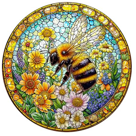 Holzpuzzle Erwachsene und Kinder, Puzzle 200 Teile, Kreisförmige Einzigartige Puzzle, Wooden Puzzle Bee Spring, Holz Puzzle Mit Geschenkbox Aus Holz