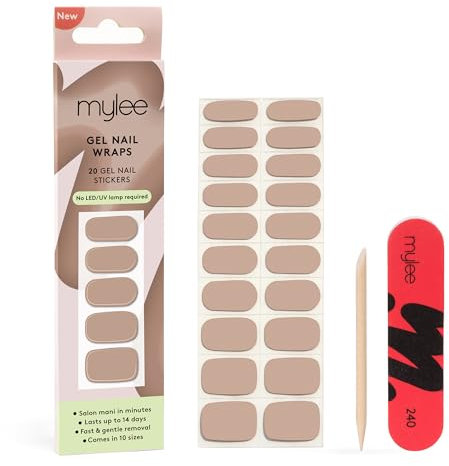 Mylee Gel Nail Wraps – 10 Pre-Cured Gel Stickers for Instant Mani – No Lamp Needed, Chip-Resistant, Glossy Finish, Lasts Up to 14 Days – Easy to Apply, Vegan & Cruelty-Free (0034 - Cozy Nights)