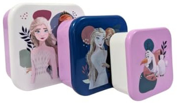 My sweety pop – Juego de 3 cajas de merienda de la Reine des Neiges – Almuerzo apilable 11,5 cm – Niño – Guardería, guardería, guardería, escuela, vacaciones, color morado y blanco