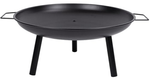 alpina Feuerschale Ø60 cm Feuerkorb mit Griffen - Feuertonne für den Garten - Terrassenofen für Brennholz - Geeignet für Lagerfeuer - Gartenkamin - Kohlenstoffstahl, Schwarz