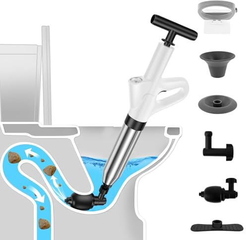 Hochdruck Abflussreiniger Pumpe mit Luftdruckanzeige Ersatzpümpel, Pömpel Abfluss, Rohrreiniger Druckluft, Pömpel Toilette, Schnelles Ausbaggern, für Toilette Küche Bad Duschraum