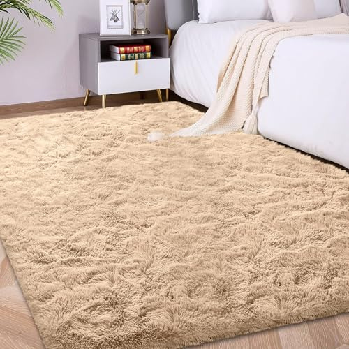 Kuscheliger Hochflor-Teppich für Wohnzimmer Schlafzimmer|Camel 120x180cm