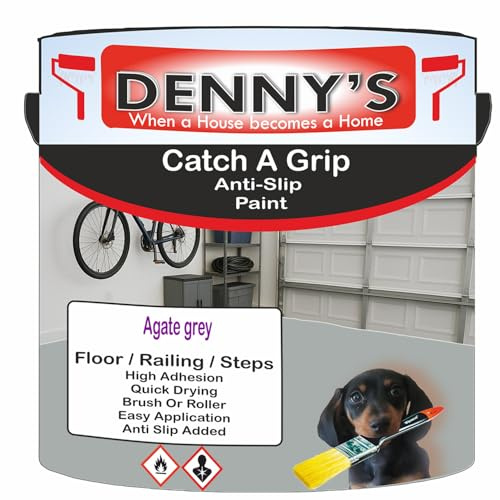 SCOOBYS PAINTS BACK IN THE MIX Catch A Grip Anti Slip Floor Paint – Non Slip Coating for Steps, Railings & Garages – 170 Colours, High Adhesion, Quick Dry, Multiple Sizes (Agate grey, 2.5 Litre Tin)